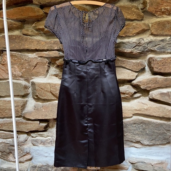 Tahari Arthur S. Levine Dress Black Polka Dot 4 Dark Academia Office Work Party - Picture 6 of 10